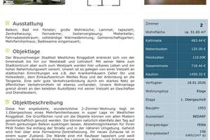Helle 2-Zimmer-Wohnung mit Balkon im 1. OG in Braunschweig Westliches Ringgebiet – Die vollständige Adresse der Immobilie erhältst du vom Anbieter., 38118 Westliches Ringgebiet, Braunschweig – Vorschaubild 1