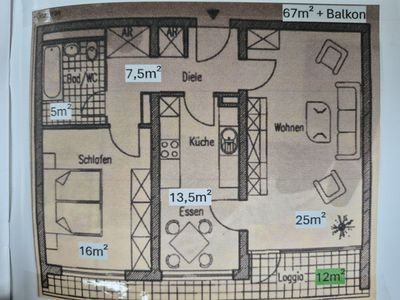 Zuhause mit 2 Zimmern und Balkon in Heidelberg