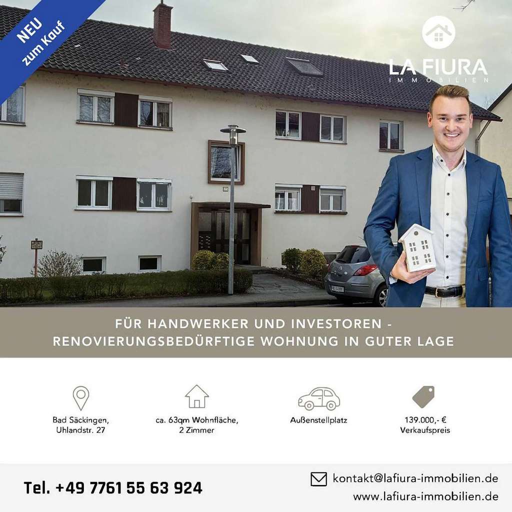 Immobilie in Bad Säckingen - LFI | Für Handwerker u. Investoren - sanierungsbedürftige Wohnung in guter Lage von Bad Säckingen - Bild 0