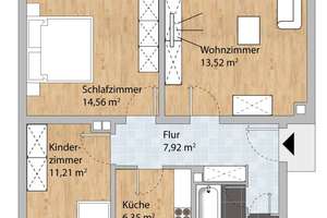 Mitten im Grünen - 
Ideal zonierte 3 Zimmer Wohnung im Regensburger Stadtosten
 – Die vollständige Adresse der Immobilie erhältst du vom Anbieter., 93053 Kasernenviertel, Regensburg – Vorschaubild 4
