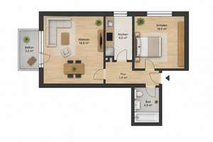 Vermietete 2-Zimmer-Wohnung | Balkon | Ruhige Lage | Aufzug – Phantasiestraße 5, 81827 Waldtrudering, München – Vorschaubild 2
