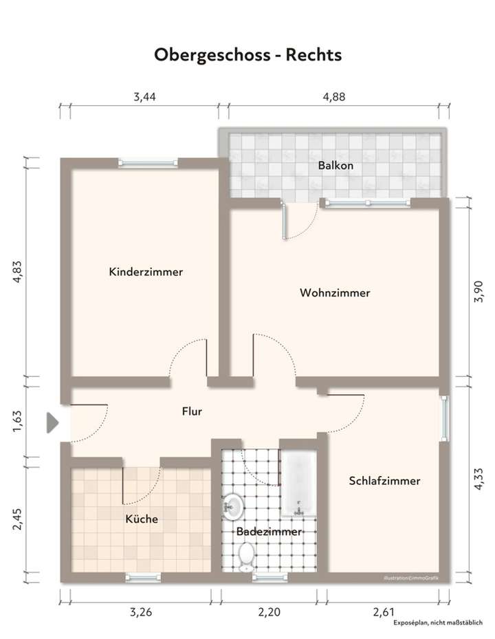 Obergeschoss - Rechts (Unmöbli