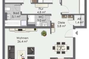 Familienwohnung. Vier Zimmer. Am Klinikum. Gepflegt, aber anpassungsbedürftig. – 42653 Gräfrath, Solingen – Vorschaubild 20