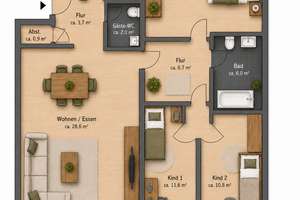 Helle, grüne, ruhige 4-Zimmer-Penthouse-Wohnung mit Balkon im Sonnen Park - Bogenhausen – Wesendonkstraße 15a, 81925 Oberföhring, München – Vorschaubild 19