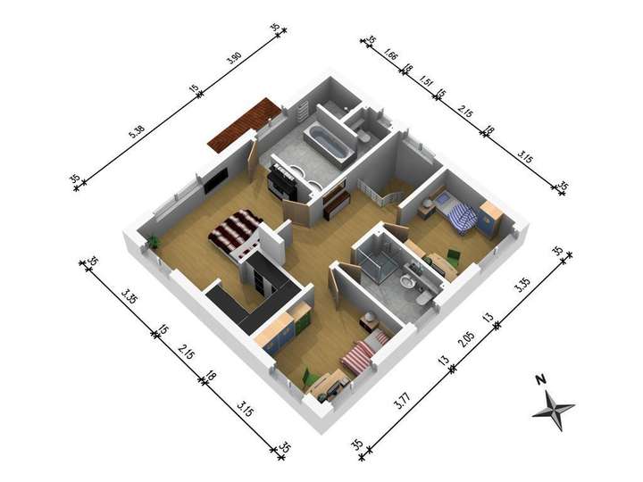 Grundriss OG Ansicht SW