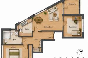 3 Zimmer-Wohnung mit Wintergarten und TG Stellplatz – im Zentrum von Bonlanden