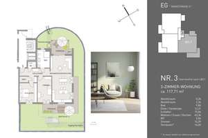 Komfort und Stil – 3-Zimmer-Wohnung mit Fußbodenheizung und Terrasse – 79104 Herdern-Nord, Freiburg im Breisgau – Vorschaubild 2