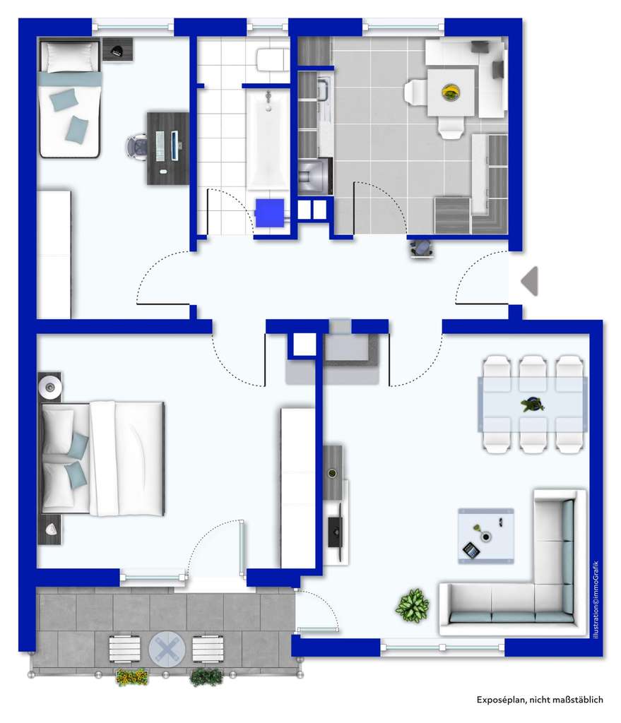 Immobilie in Rheinfelden (Baden) - Zentral wohnen, entspannt leben – 3-Zimmer-Wohnung mit Balkon

 - Bild 4