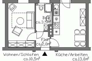 Klein aber fein - 1,5-Zimmer-Wohnung mit Tageslichtbad und Balkon – Sollingstr. 6, 30419 Stöcken, Hannover – Vorschaubild 3