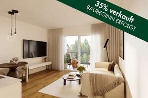2-Zimmer Neubauwohnung mit Sonnenbalkon in Südausrichtung auf der ruhigen Gartenseite