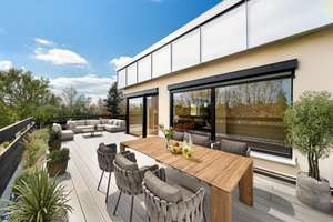 Raum, Licht, Höhe. Penthouse über den Baumkronen.