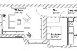 Möblierte 2-Zimmer-Wohnung mit EBK – Berlin – Vorschaubild 1