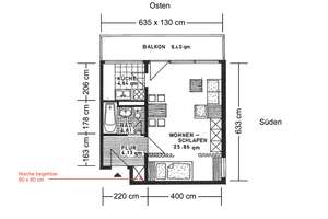 Schönes, ruhiges 1-Zimmer-Apartment in Hochzoll Süd im Grünen  – Alatseestr 8, 86163 Hochzoll-Süd, Augsburg – Vorschaubild 9