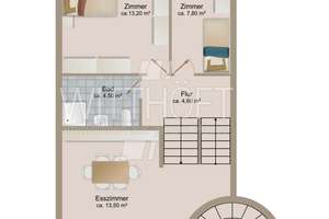 erstklassig geschnittene 3-4 Zimmer-Wohnung (Split-Level) mit eigener Gartenfläche in Sackgassenlage – Die vollständige Adresse der Immobilie erhältst du vom Anbieter., 22399 Poppenbüttel, Hamburg – Vorschaubild 2
