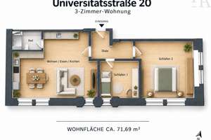 Direkt an der Universität – Sanierte 3 Zimmer mit großzügigem Wohn-/Essbereich | provisionsfrei – 50937 Lindenthal (Ortsteil), Köln – Vorschaubild 4