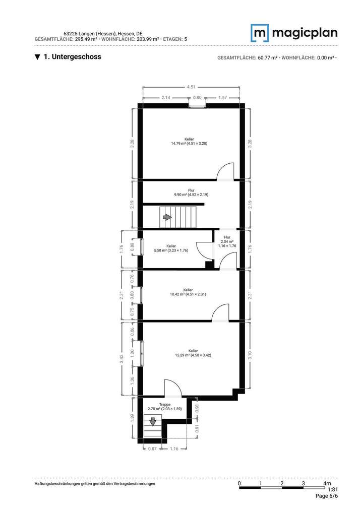 Grundriss Kellergeschoss Ex...