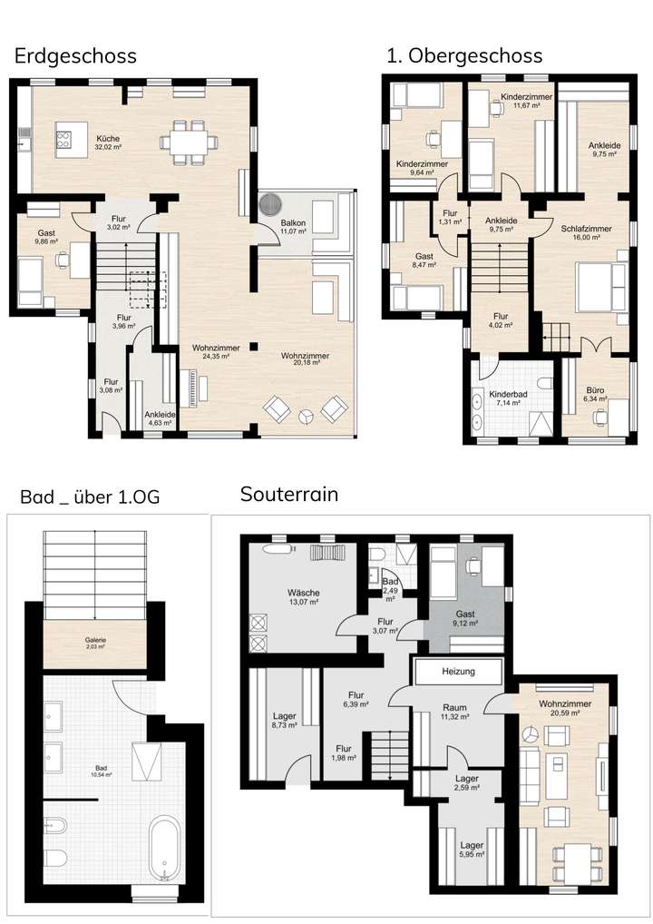 Grundrisse alle Flächen