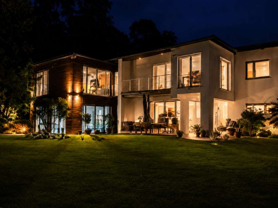 Gartenansicht bei Nacht