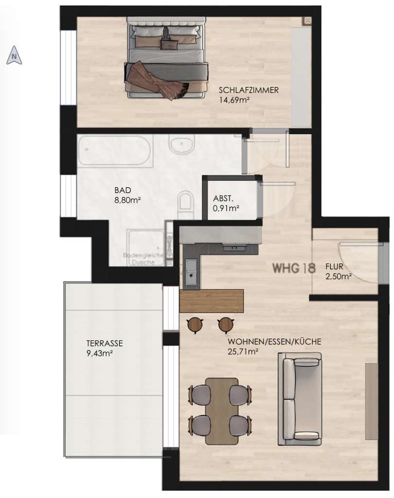 KfW 40 förderfähig WHG 9: Charmante Zwei-Zimmer-Wohnung mit großzügigem Garten nähe Ölpersee
