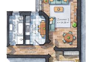 Bezugsfrei & frisch renoviert: lichtdurchfluteter 3-Zimmer-Altbau mit Loggia & Balkon in Neukölln – Kienitzer Straße 7, 12053 Neukölln (Ortsteil), Berlin – Vorschaubild 2