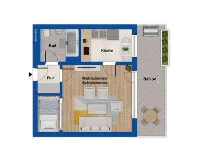 Charmante 1,5-Zimmer Wohnung mit Balkon in Baldham (Vaterstetten)