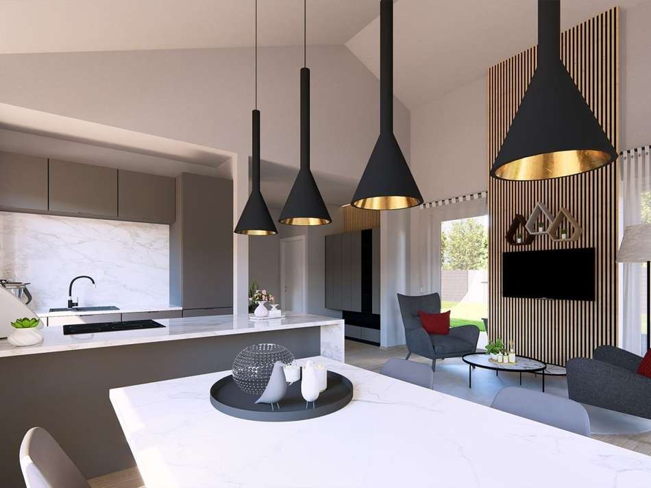 Ansicht Essbereich und Küche