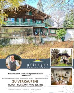 Blockhaus mit Anbau und großem Garten