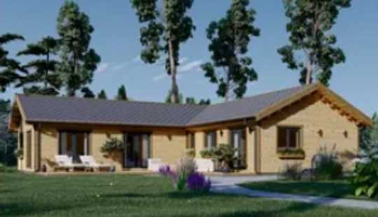 Bild von Fertighaus aus Holz (isoliert) 130 m² Wohnfläche