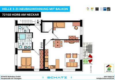 Lichtdurchflutete 3-Zi-Wohnung mit Balkon
