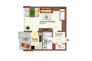 Gemütliche 1-Zimmer-Wohnung – Speckestr. 12, 44357 Bodelschwingh, Dortmund – Vorschaubild 2