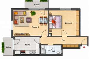 Wohnen im Grünen: 2-Zimmer-Wohnung mit 2 Balkonen und Einbauküche – Die vollständige Adresse der Immobilie erhältst du vom Anbieter., 76131 Oststadt, Karlsruhe – Vorschaubild 10