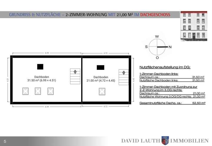 Grundriss Dachgeschoss im MFH