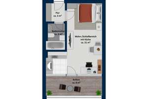 Charmantes, vollmöbliertes 1-Zimmer-Apartment mit Balkon – ideale Kapitalanlage in München-Laim – Die vollständige Adresse der Immobilie erhältst du vom Anbieter., 80687 Friedenheim, München – Vorschaubild 9