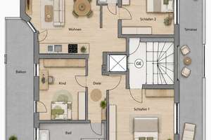 Provisionsfrei Wohnung über den Dächern Düsseldorfs–mit Dachterrasse, Balkon und flexiblem Grundriss