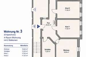 ++ Exklusive 4-Raum-Altbauwohnung mit zwei Balkonen in bester Lage von Dresden-Striesen ++ – Glasewaldtstraße 51, 1277 Striesen-Ost, Dresden – Vorschaubild 9