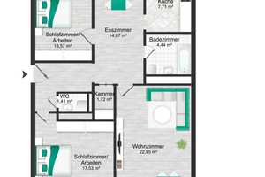 *Reserviert* OlyDorf: Schöne u. hoch gel. 100 m² 3-Zi.-Terrassenwohnung m. begehrtem Schnitt u. AC – Straßbergerstr. 4, 80809 München – Vorschaubild 18
