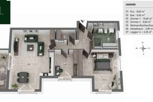 Traumhafte lichtdurchflutete 3-Zimmer-Wohnung im Würzburger Hubland – Die vollständige Adresse der Immobilie erhältst du vom Anbieter., 97074 Frauenland, Würzburg – Vorschaubild 11