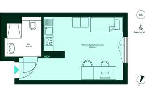 Barrierefreies Miniapartment inkl. Küchenzeile – Roermonder Straße 76, 52072 Ponttor, Aachen – Vorschaubild 5