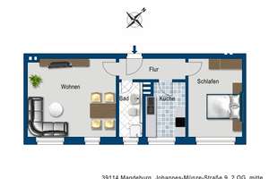 helle 2-Zimmer Wohnung mit Tageslichtbad – Johannes-Münze-Str. 9, 39114 Cracau, Magdeburg – Vorschaubild 2