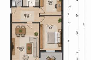 Schicke EG-Wohnung mit Terrasse – Louise-Schroeder-Str.  10, 30627 Misburg-Nord, Hannover – Vorschaubild 2