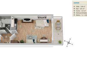 Helle 1-Zimmer-Wohnung mit Balkon und Tiefgaragenstellplatz in Ottobrunn – Die vollständige Adresse der Immobilie erhältst du vom Anbieter., 85521 Ottobrunn – Vorschaubild 10