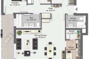 Helle 4-Zimmer-Wohnung mit Balkon und Tiefgarage  – Heinestraße 61, 64295 Darmstadt-West, Darmstadt – Vorschaubild 2