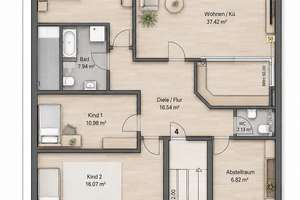 Moderne 5-Zimmer-Wohnung mit Stellplatz in schöner Lage von Trebur – Die vollständige Adresse der Immobilie erhältst du vom Anbieter., 65468 Trebur – Vorschaubild 9