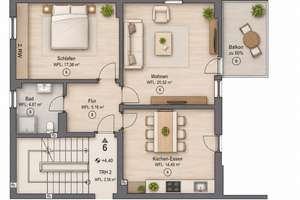 Provisionsfrei: Hochwertige 2-Zimmer-Wohnung mit Balkon, Fußboden- & Pelletheizung mit Parkettboden – Erich-Müller-Strasse 22, 40597 Benrath, Düsseldorf – Vorschaubild 3
