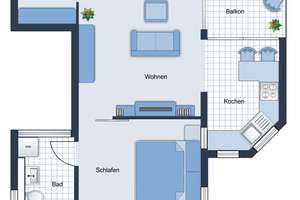 Balkon • 2 Zimmer • Eigentumswohnung • Zentrum • Chemnitz • jetzt Exposé anfordern – Die vollständige Adresse der Immobilie erhältst du vom Anbieter., 9113 Schloßchemnitz, Chemnitz – Vorschaubild 2