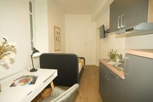 Möbliertes Mini-Apartment mit Einbauküche + INKL. WLAN + TV – Badener Str. 34, 76227 Durlach, Karlsruhe – Vorschaubild 3
