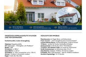 Top Doppelhaushälfte komplett saniert mit 233 m² Gesamtfäche & 15 Räumen – Die vollständige Adresse der Immobilie erhältst du vom Anbieter., 72488 Sigmaringen – Vorschaubild 2