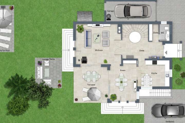 Grundriss EG und Garten