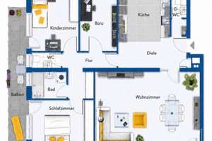 Frisch renovierte 4-Zimmer-Wohnung mit 2 Balkonen, Aufzug, Garage – Nourneystraße 14, 40822 Mettmann – Vorschaubild 2