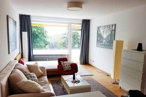 Helle, zentr. 1-Zi. Whg. voll möbliert + renoviert + modernisiert, modern, gr. Balkon, von privat!